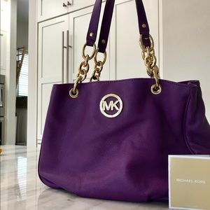 Michael Kors Leather Purple Tote